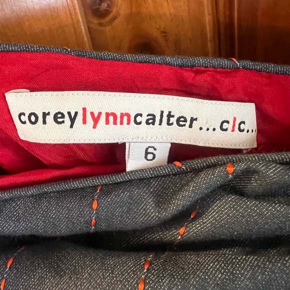 Strapless Chambray Mini Dress with Red Pen Stripes Size 6 by Cory Lynn Calter - Picture 9 of 9